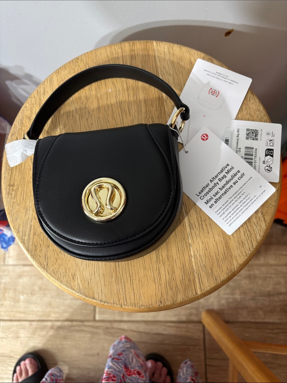 lululemon athletica Black Mini Crossbody Bag with Gold Logo NWT!